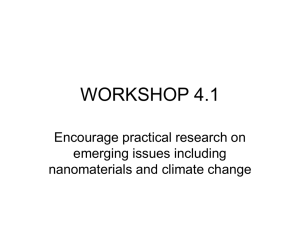 WORKSHOP 4.1 Encourage practical research on emerging issues including nanomaterials and climate change