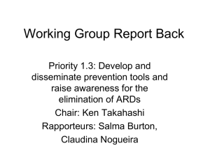 Working Group Report Back