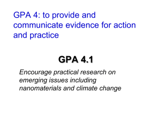 GPA 4.1 GPA 4: to provide and communicate evidence for action and practice