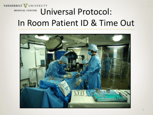 Universal Protocol: In Room Patient ID &amp; Time Out 1