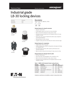 Industrial grade L8-30 locking devices Technical Data Description
