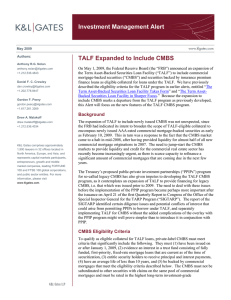 Investment Management Alert TALF Expanded to Include CMBS