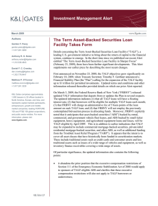 Investment Management Alert The Term Asset-Backed Securities Loan Facility Takes Form