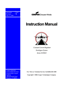 Instruction Manual  Constant Current Regulator Switchgear System