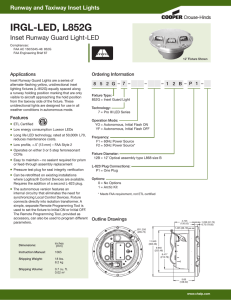 IRGL-LED, L852G Inset Runway Guard Light-LED Applications Ordering Information