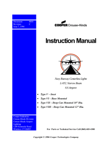 Instruction Manual Navy Runway Centerline Lights L-852, Narrow Beam 6.6 Ampere