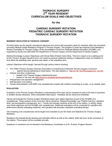 THORACIC SURGERY 2 YEAR RESIDENT CURRICULUM GOALS AND OBJECTIVES