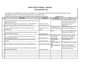 Point of Care Testing - Glucose Data Definition Tool