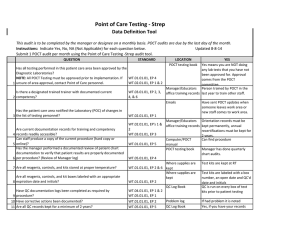 Point of Care Testing - Strep Data Definition Tool