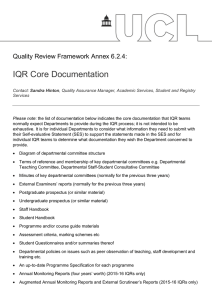 IQR Core Documentation Quality Review Framework Annex 6.2.4: