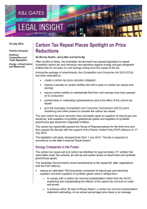 Carbon Tax Repeal Places Spotlight on Price Reductions