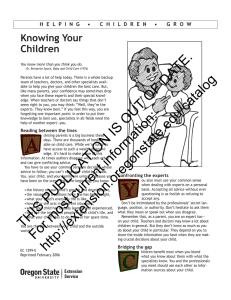 DATE. Knowing Your Children