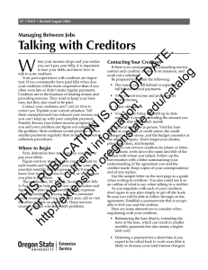 W Talking with Creditors DATE. Managing Between Jobs