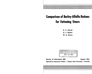 Comparison of Barley-Alfalfa Rations for Fattening Steers 0CT191961