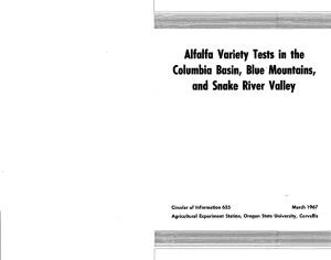 Alfalfa Variety Tests in the Columbia Basin, Blue Mountains,