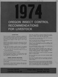 OREGON ECT CONTROL RECOMMENDATIONS FOR LIVESTOCK