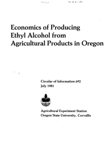 Economics of Producing Ethyl Alcohol from Agricultural Products in Oregon