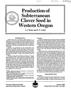 Production of Subterranean Clover Seed in Western Oregon