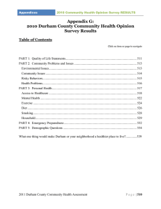 Appendix G: 2010 Durham County Community Health Opinion Survey Results