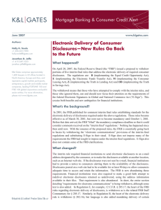 Mortgage Banking &amp; Consumer Credit Alert Electronic Delivery of Consumer