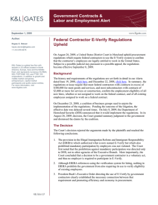 Government Contracts &amp; Labor and Employment Alert Federal Contractor E-Verify Regulations Upheld