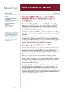 Public Procurement and M&amp;A Alert Naumburg HRC: Change in ownership to re-tender