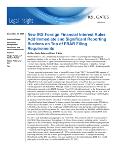 New IRS Foreign Financial Interest Rules Add Immediate and Significant Reporting