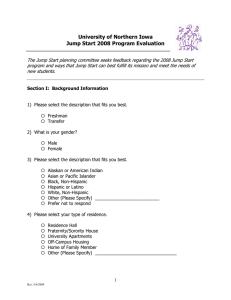 University of Northern Iowa  Jump Start 2008 Program Evaluation 