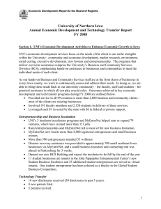 University of Northern Iowa  Annual Economic Development and Technology Transfer Report  FY 2008 