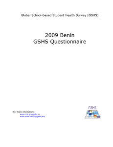 2009 Benin GSHS Questionnaire Global School-based Student Health Survey (GSHS)
