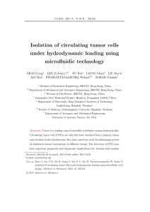 Isolation of circulating tumor cells under hydrodynamic loading using microfluidic technology ZHAO Cong