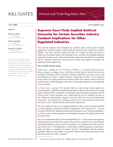 Antitrust and Trade Regulation Alert Supreme Court Finds Implied Antitrust