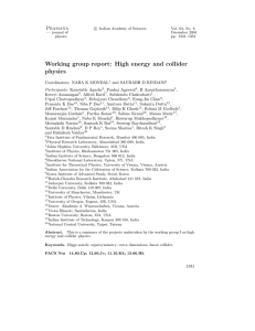 Working group report: High energy and collider physics P