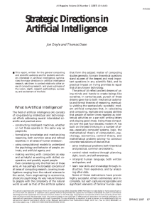 Strategic Directions in Artificial Intelligence 1 Jon Doyle and Thomas Dean