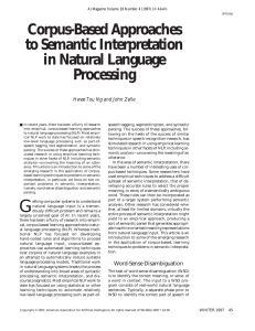 Corpus-Based Approaches to Semantic Interpretation in Natural Language Processing