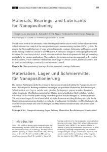 Materials, Bearings, and Lubricants for Nanopositioning tm 500