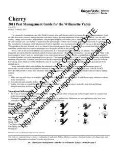 Cherry 2011 Pest Management Guide for the Willamette Valley