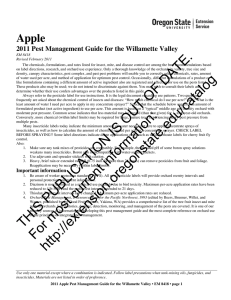 Apple 2011 Pest Management Guide for the Willamette Valley