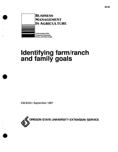 Identifying farm/ranch and family goals BUSINESS MANAGEMENT