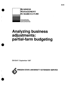 Analyzing business adjustments: partial-farm budgeting BUSINESS