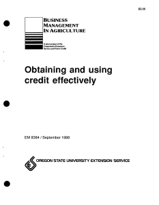 Obtaining and using credit effectively BUSINESS MANAGEMENT