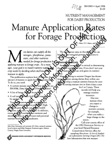 Manure Application Rates for Forage Production DATE. OF