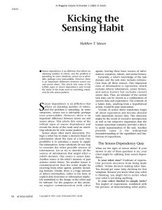 Kicking the Sensing Habit Matthew T. Mason