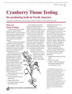 Cranberry Tissue Testing for producing beds in North America