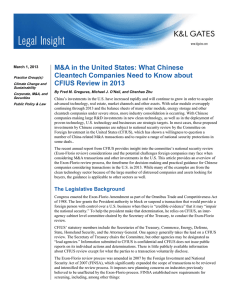 M&amp;A in the United States: What Chinese CFIUS Review in 2013