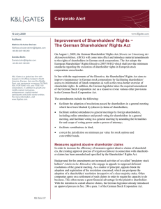 Corporate Alert Improvement of Shareholders' Rights − The German Shareholders' Rights Act