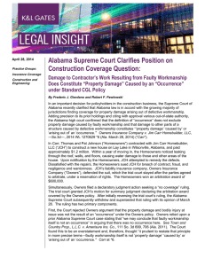 Alabama Supreme Court Clarifies Position on Construction Coverage Question: