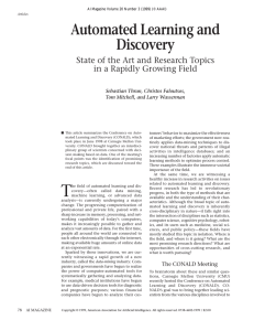 Automated Learning and Discovery State of the Art and Research Topics