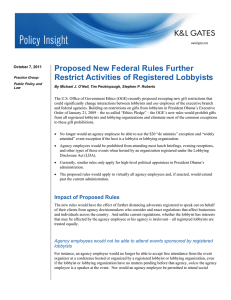 Proposed New Federal Rules Further Restrict Activities of Registered Lobbyists