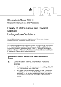 Faculty of Mathematical and Physical Sciences Undergraduate Variations